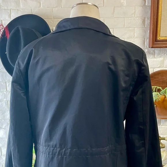 EILEEN FISHER Cotton Nylon Stand Collar Coat
Black Mid-Length Jacket Size M - Picture 10 of 16